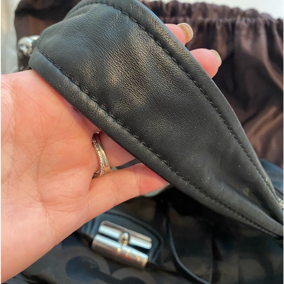 Coach satin/leather shoulder & crossbody handbag - Picture 12 of 14